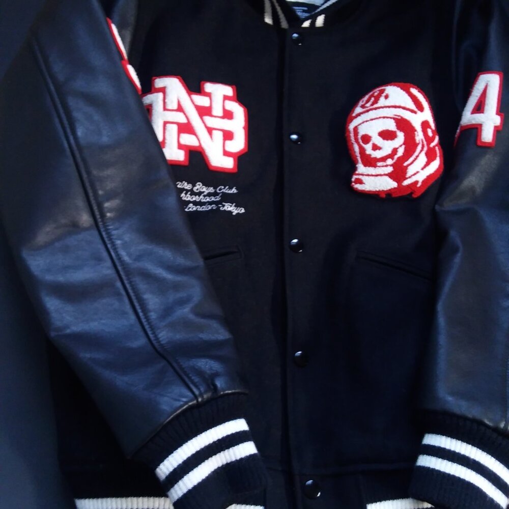 Billionaire Boys Club X Neighborhood 2018 Astro Skull Leather Varsity Jacket BBC - Picture 10 of 14